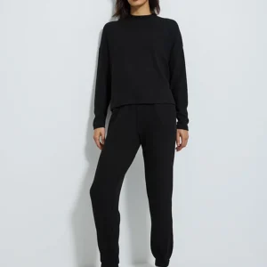 Black Soft Touch Knitted Cuffed Joggers
